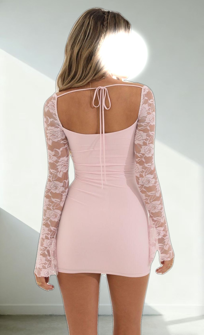 Floral Long Sleeve Dress in Pink