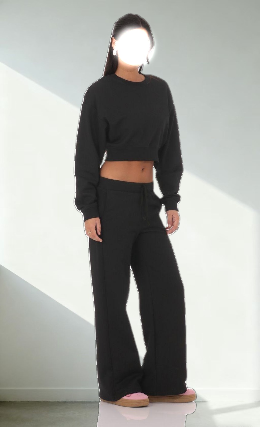 Bow Embroidered Sweatpants in Black