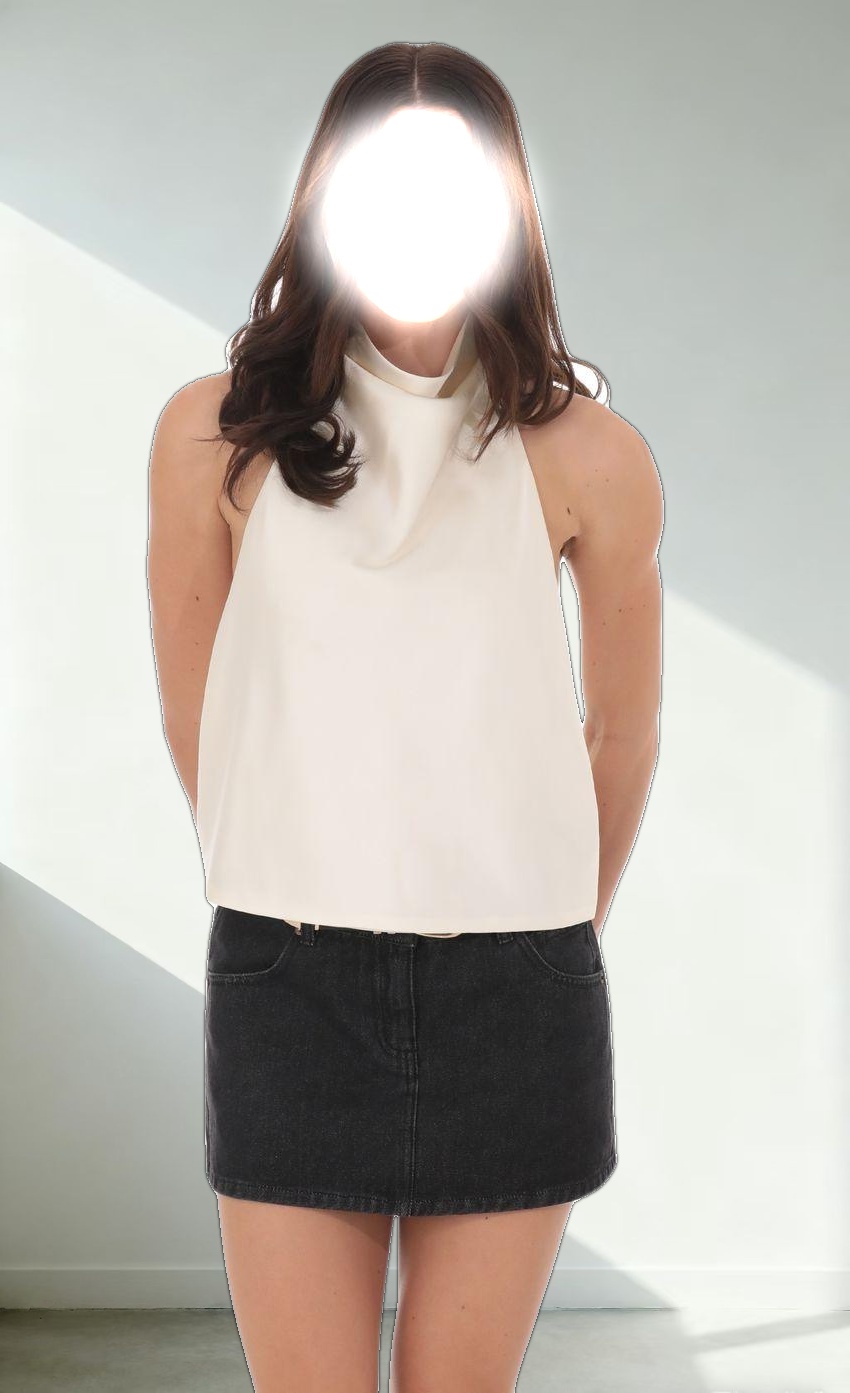 Mock Neck Satin Top in Ivory