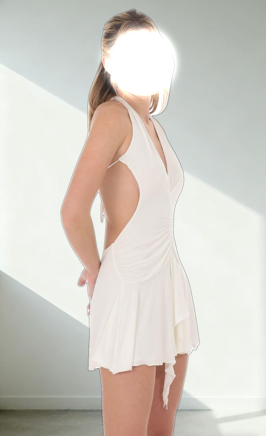 Open Back Halter Dress in White