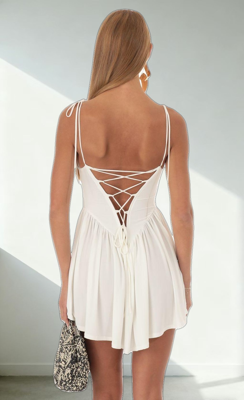Draped Corset Dress in White