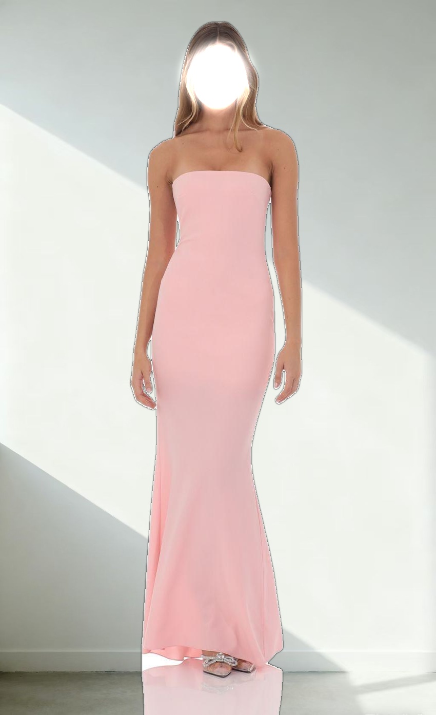 Back Bow Strapless Dress in Pink