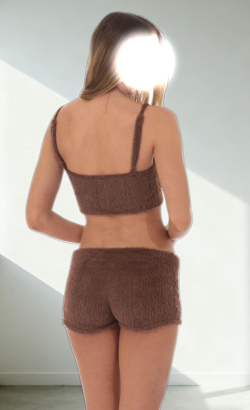 Fuzzy Crop Top in Brown