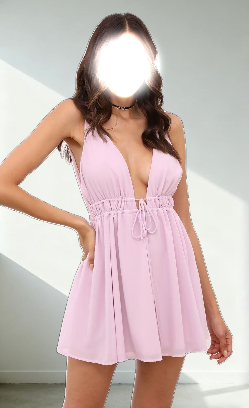 Plunge A-line Dress in Lavender
