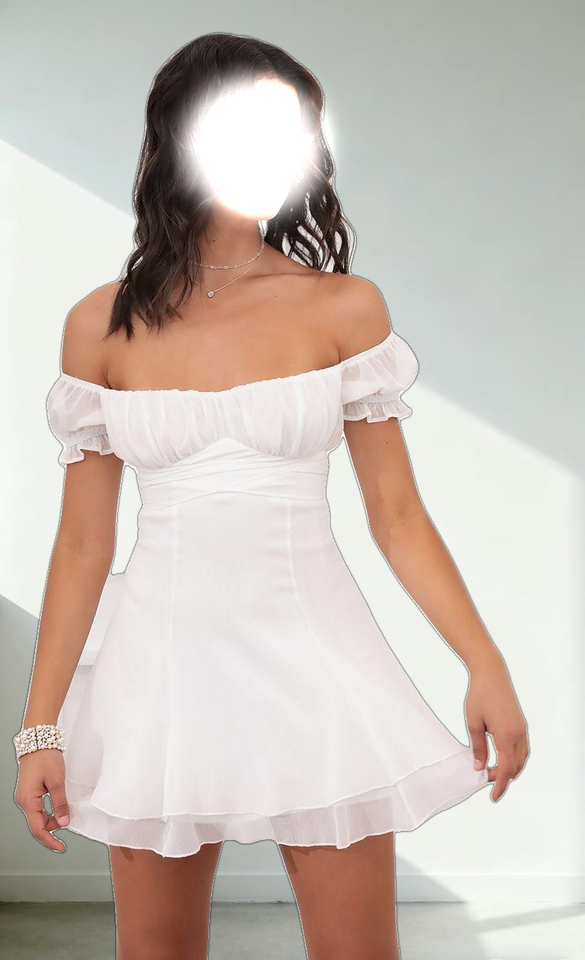 Off Shoulder Dress in White