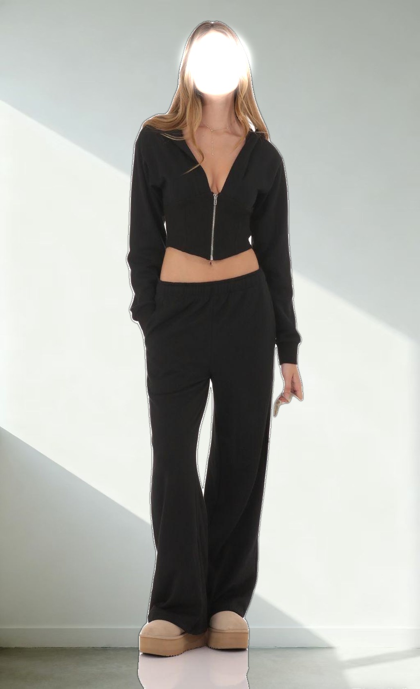 Back Pocket Straight Sweatpants in Black