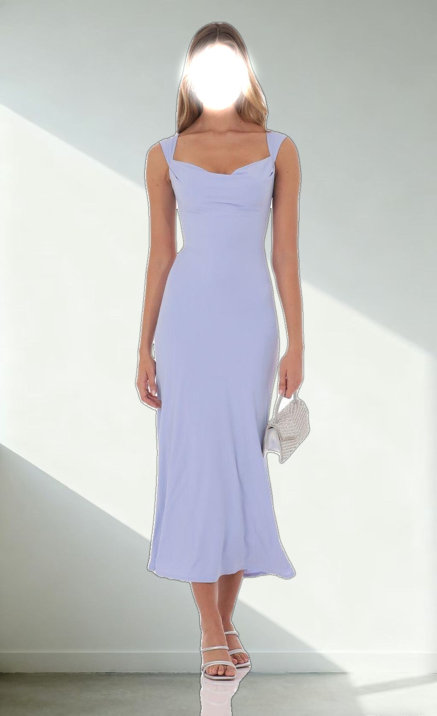 Strappy Cowl Neck Maxi Dress in Periwinkle