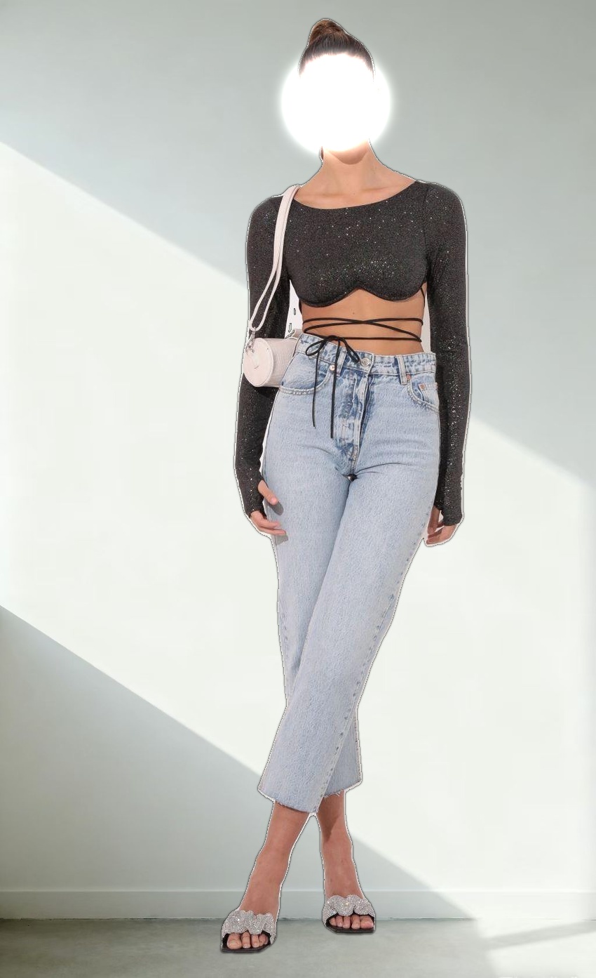 Crop Top in Shimmer Black