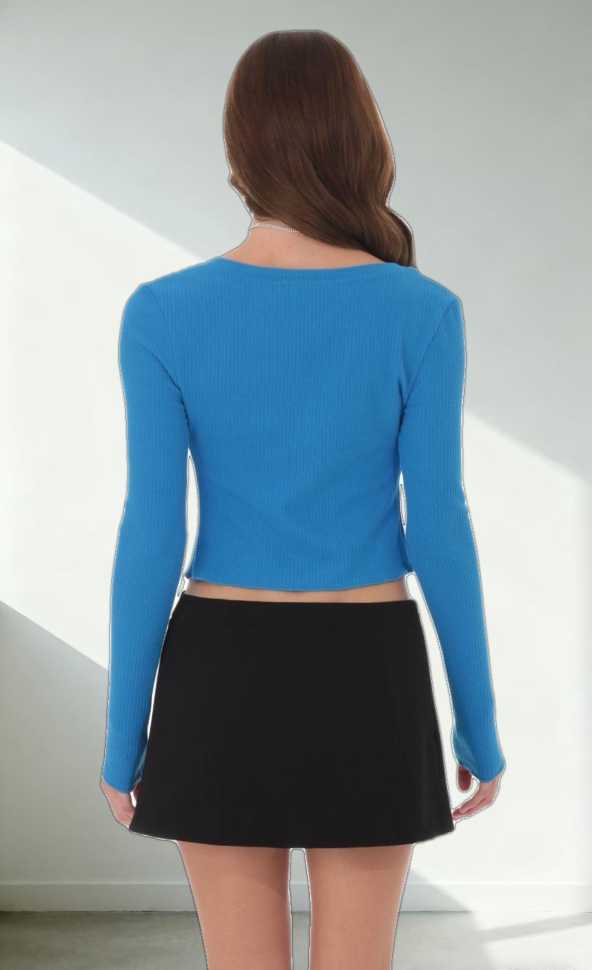 Ribbed Fly Away Top in Blue