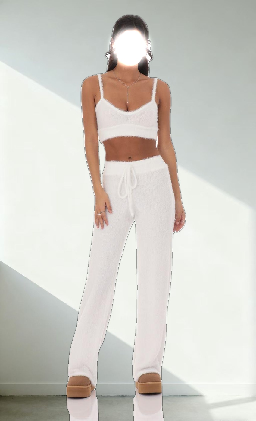 Fuzzy Crop Top in White