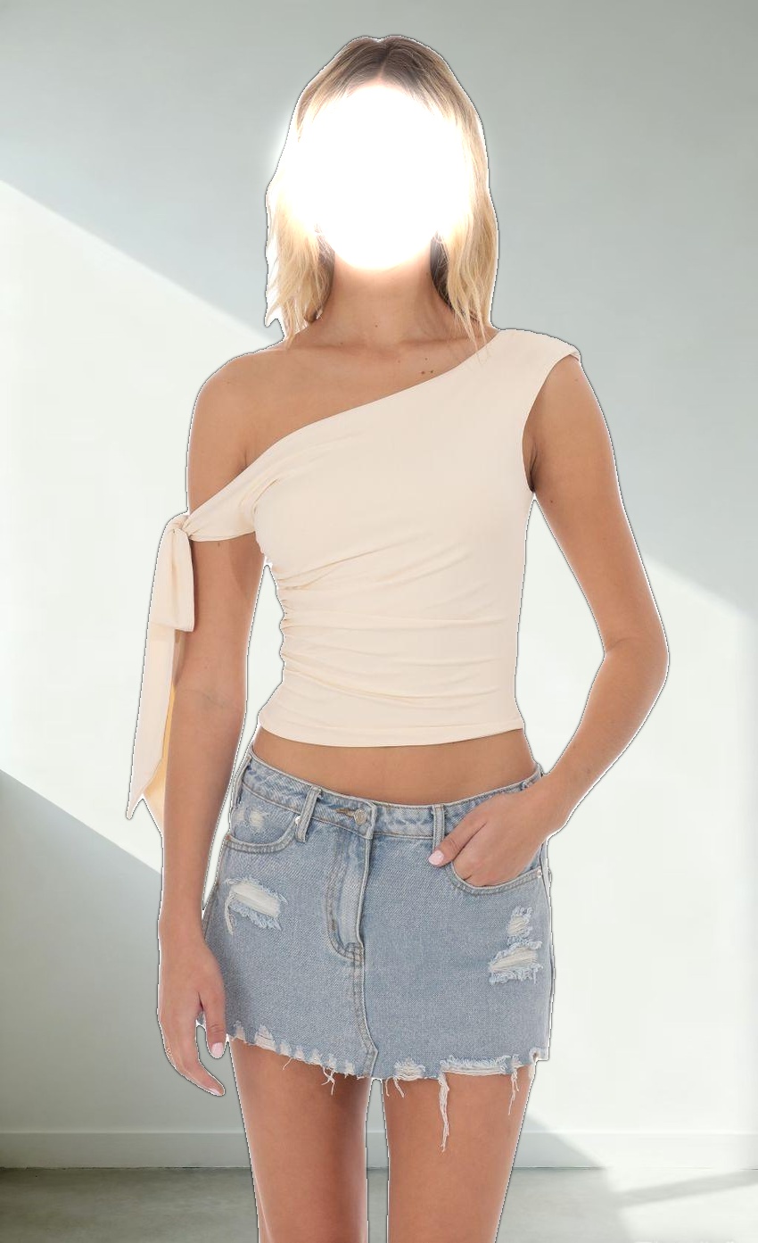 Off Should Tie Sleeve Top in Cream