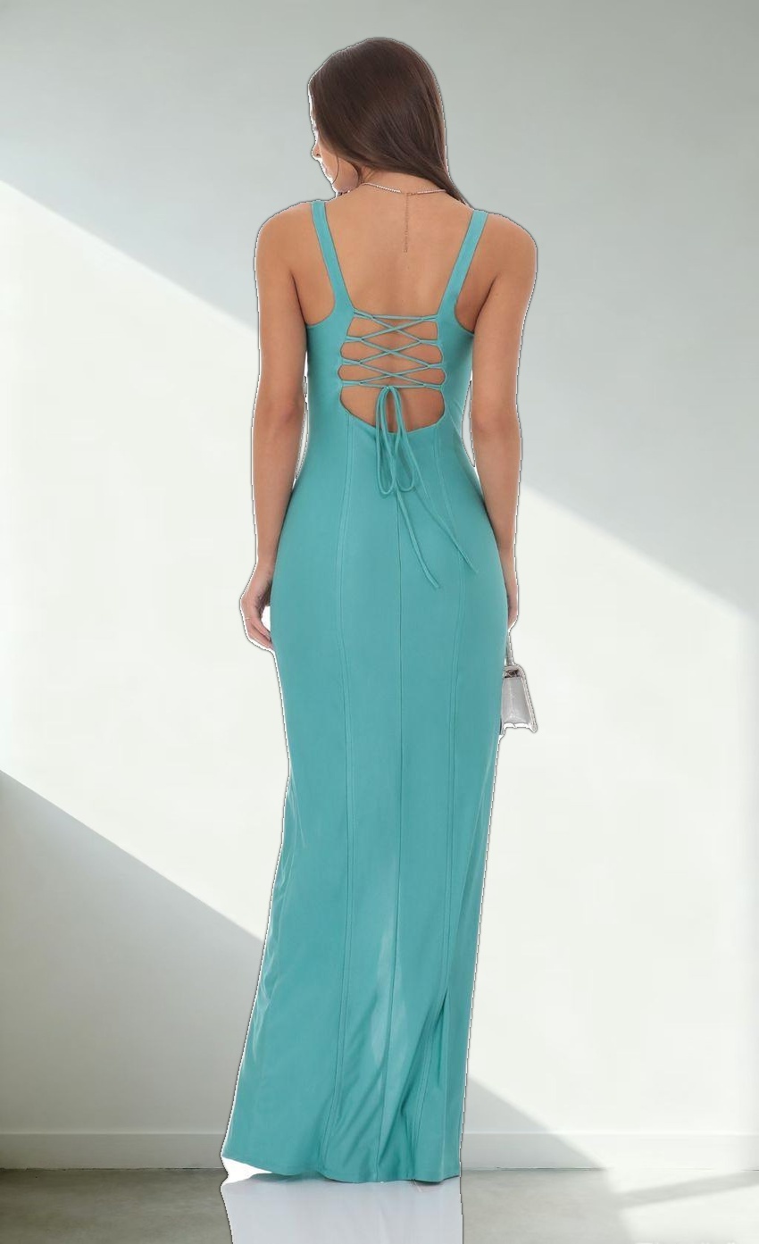 Square Neck Maxi Dress in Turqouise