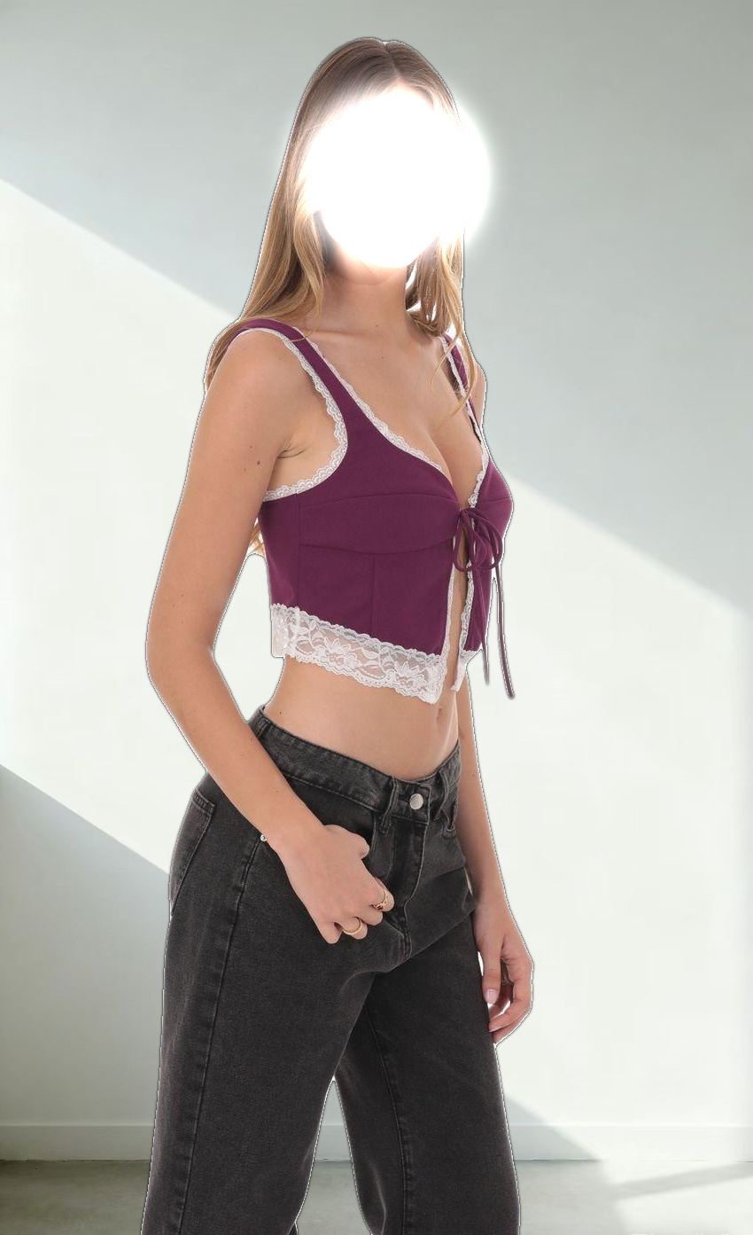 Lace Vest Top in Purple