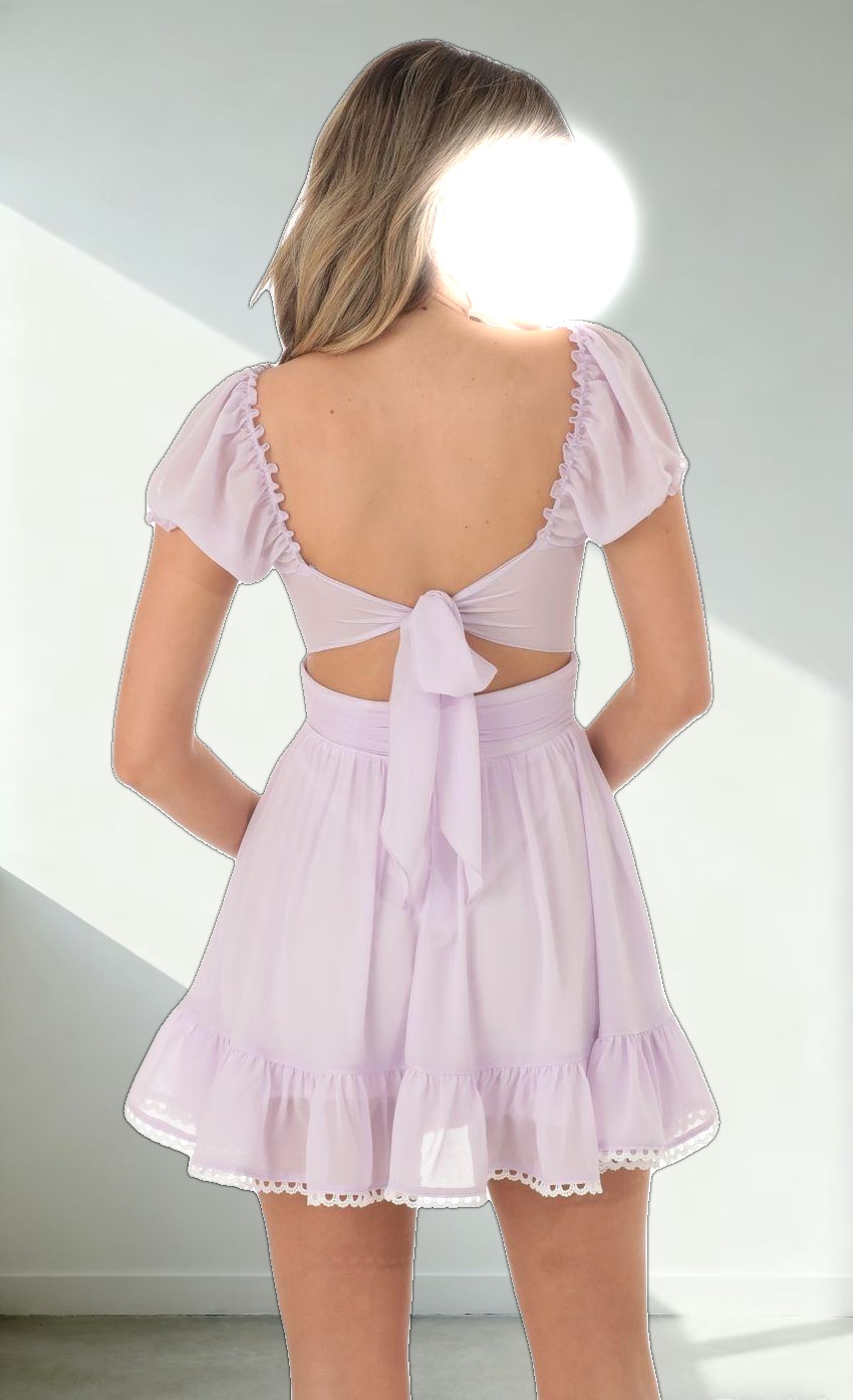 Puff Sleeve Dress in Purple