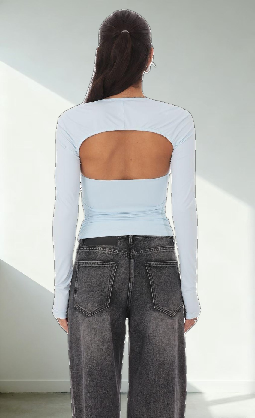 Two Piece Cutout Top in Light Blue