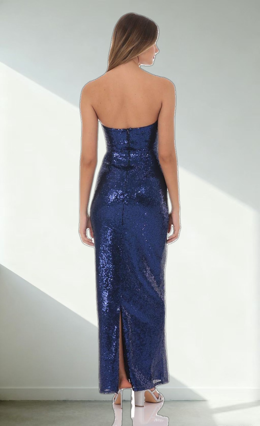 Sequin Twist Cutout Maxi Dress in Navy