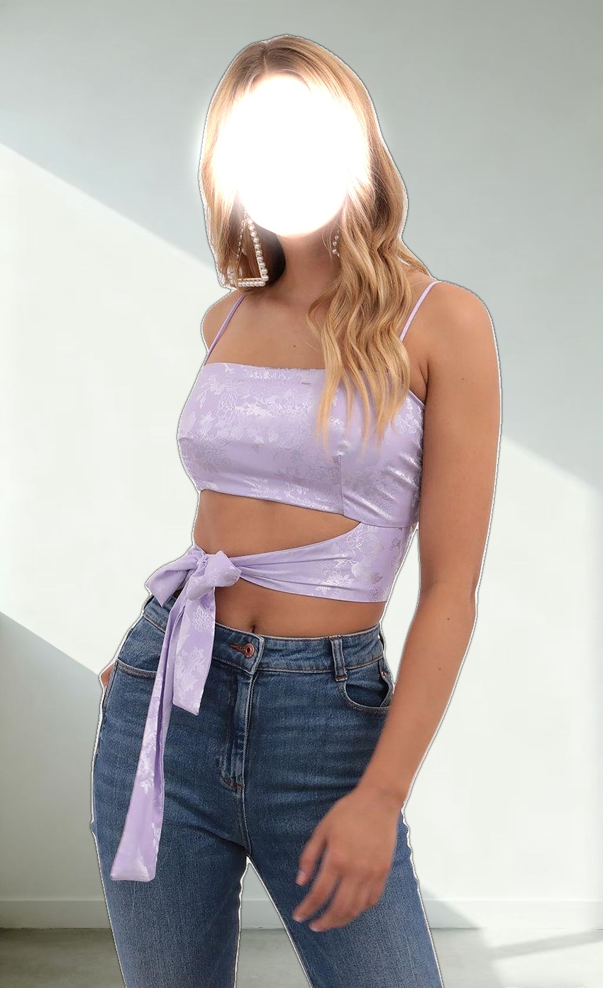 Jacquard Wrap Top in Lavender