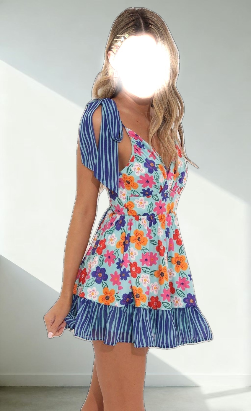 Baby Doll Dress in Blue Floral