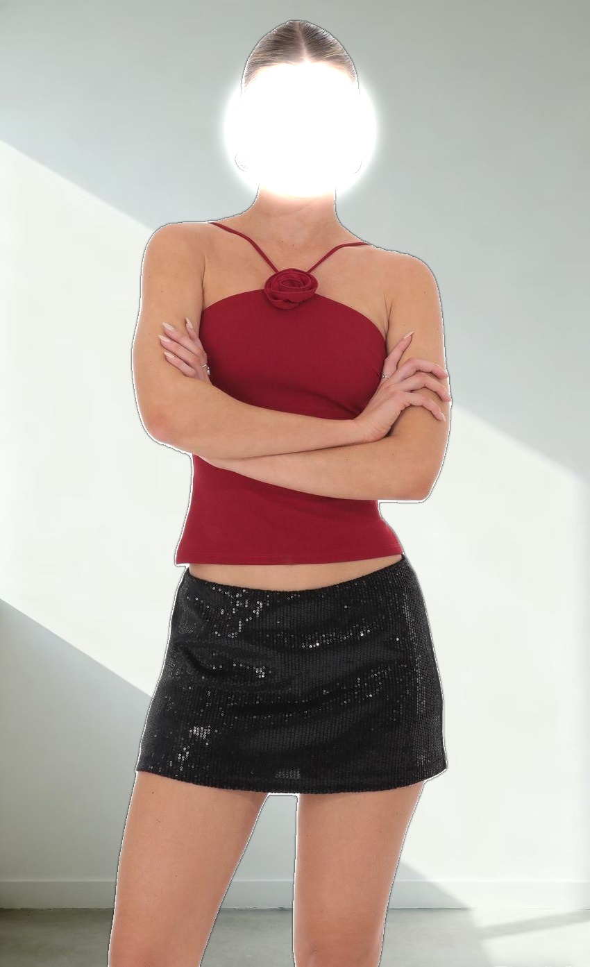 Sequin Mini Skort in Black