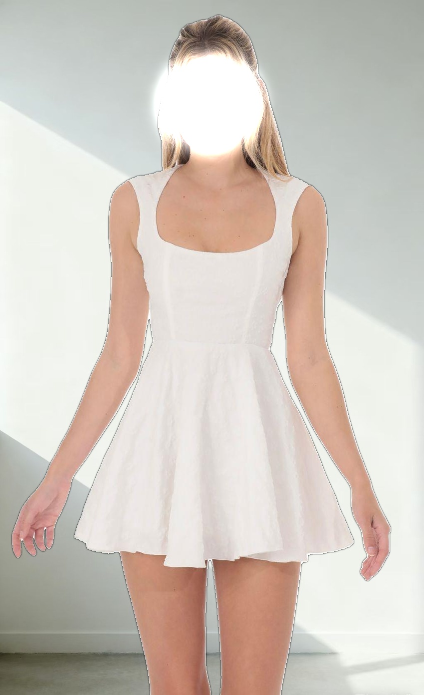 Floral Fit and Flare Dress in White