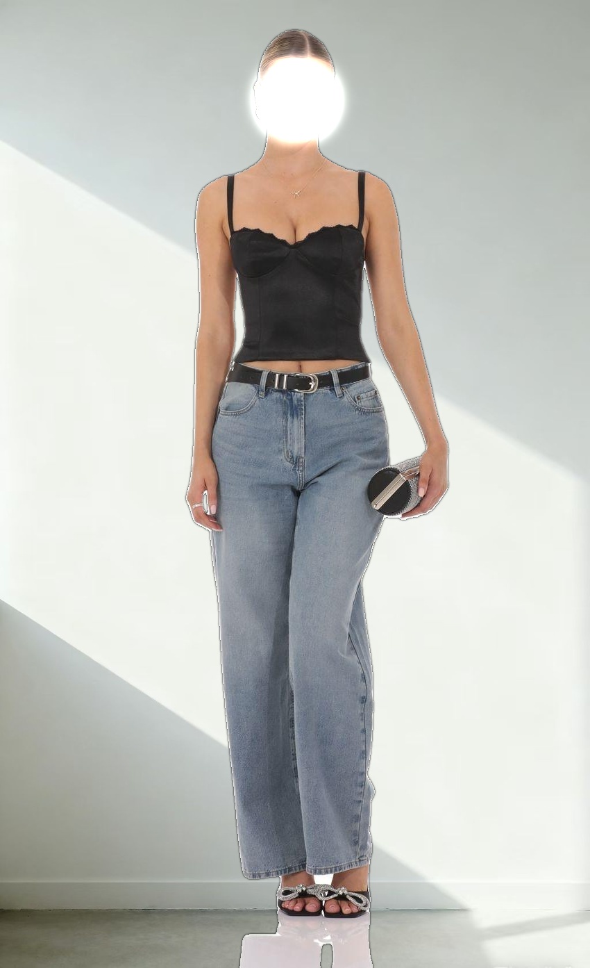 Satin Open Back Tie Top in Black