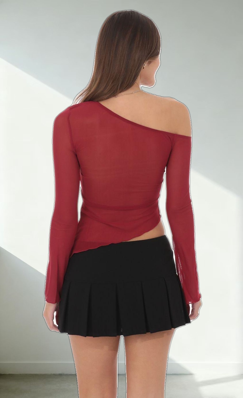 Asymmetrical Off Shoulder Top in Red