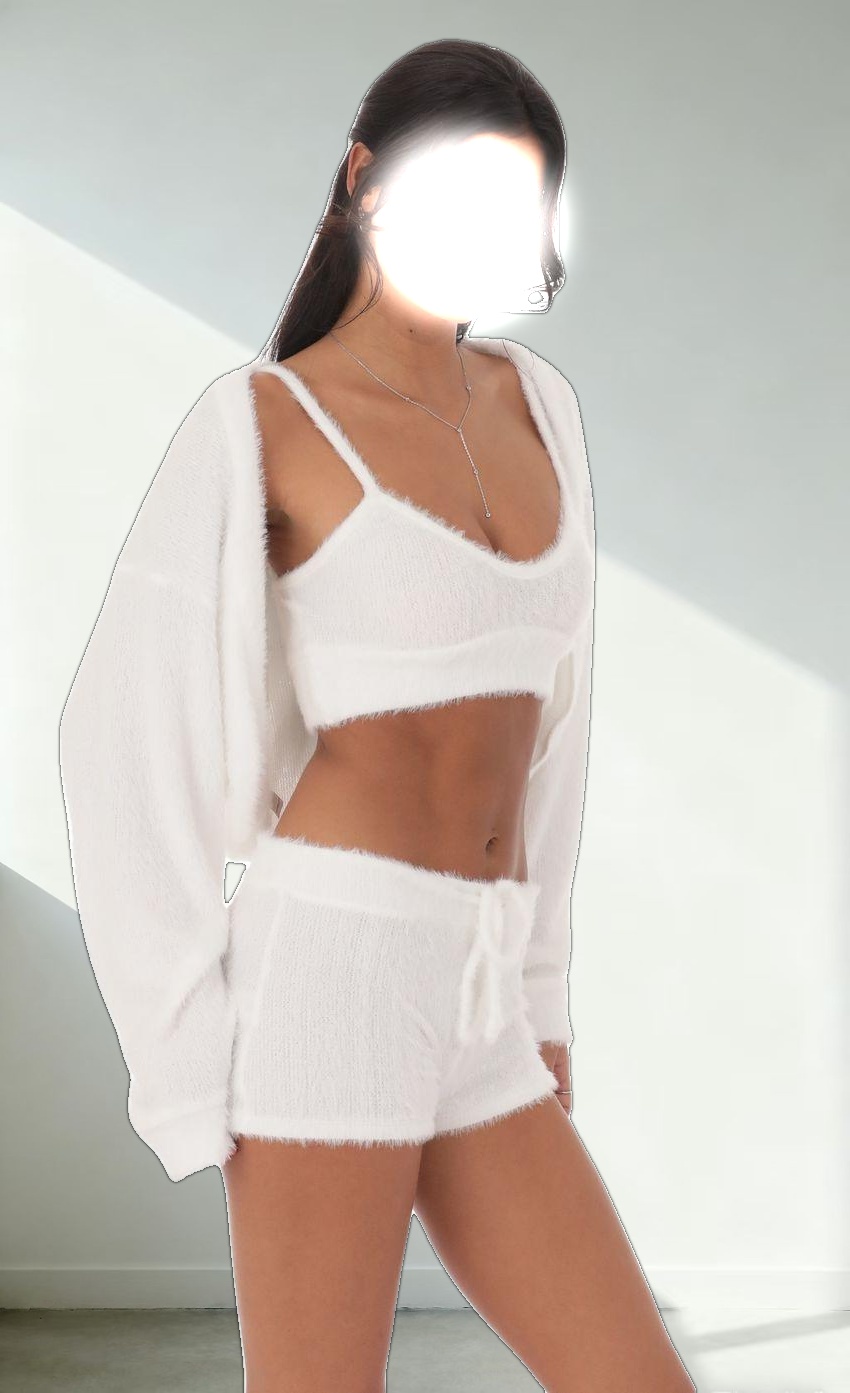 Fuzzy Shorts in White