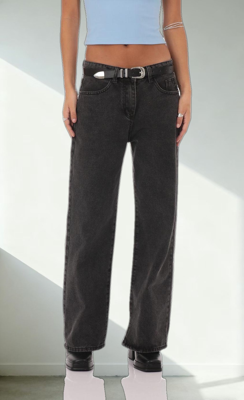 Straight Leg Jeans in Black Denim