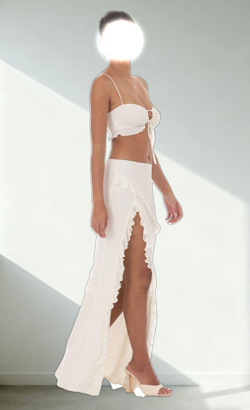 Ruffle Two Piece Set in White