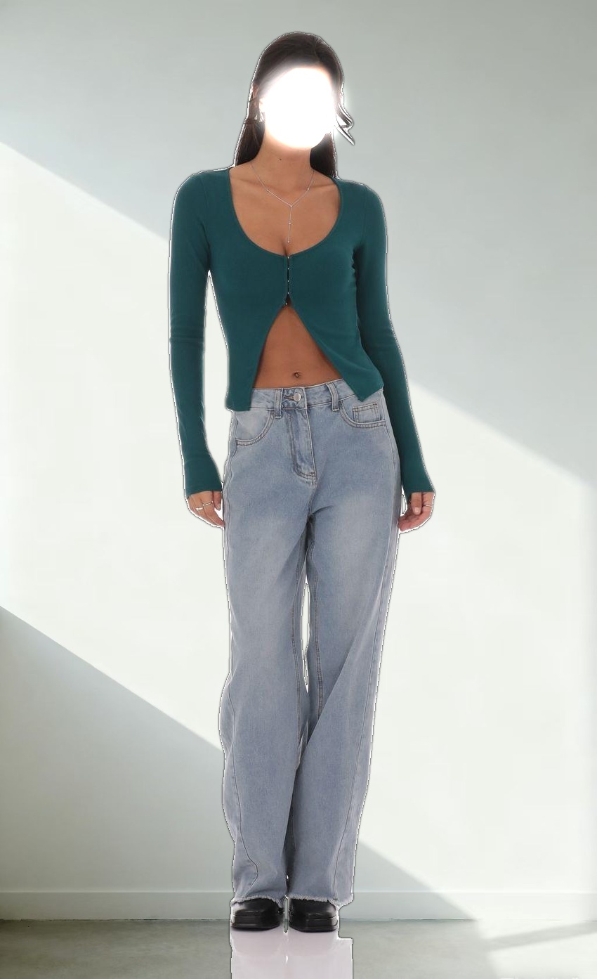 Ribbed Fly Away Top in Teal