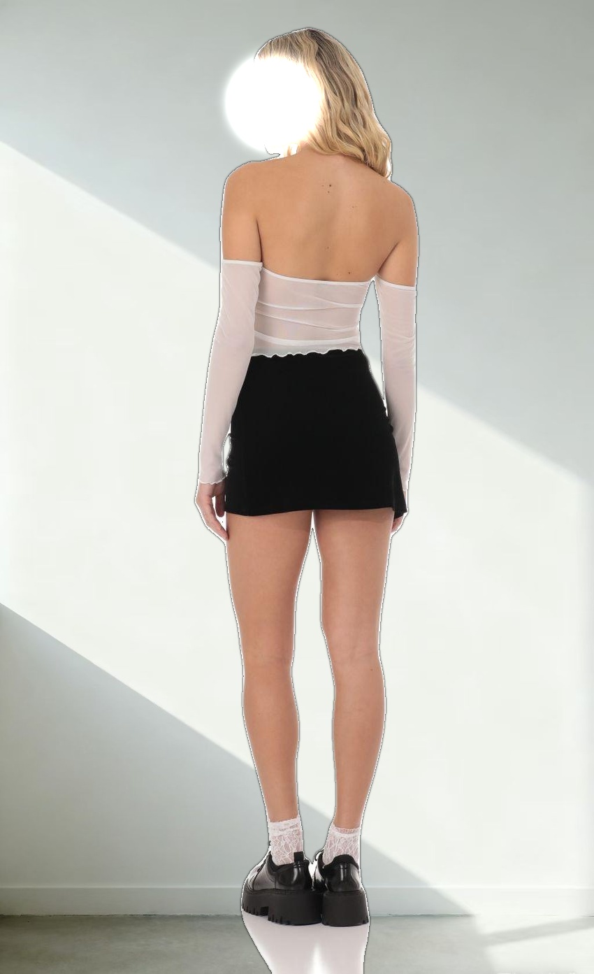 Mesh Off Shoulder Top in White