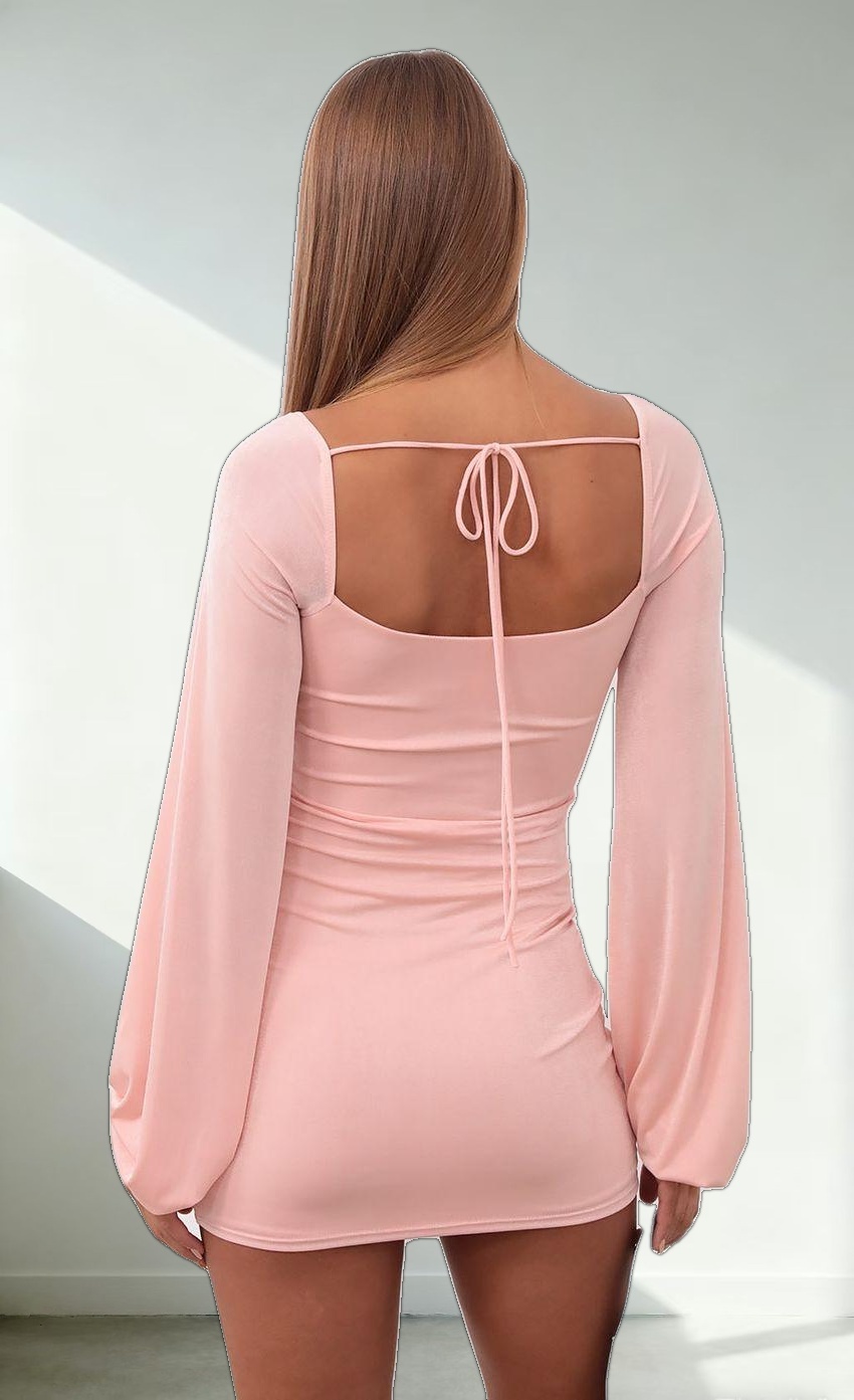 Long Sleeve Bodycon Dress in Pink
