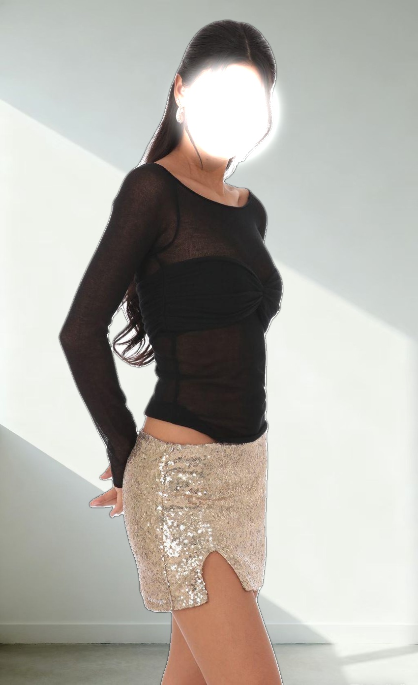 Sequin Slit Skirt in Gold