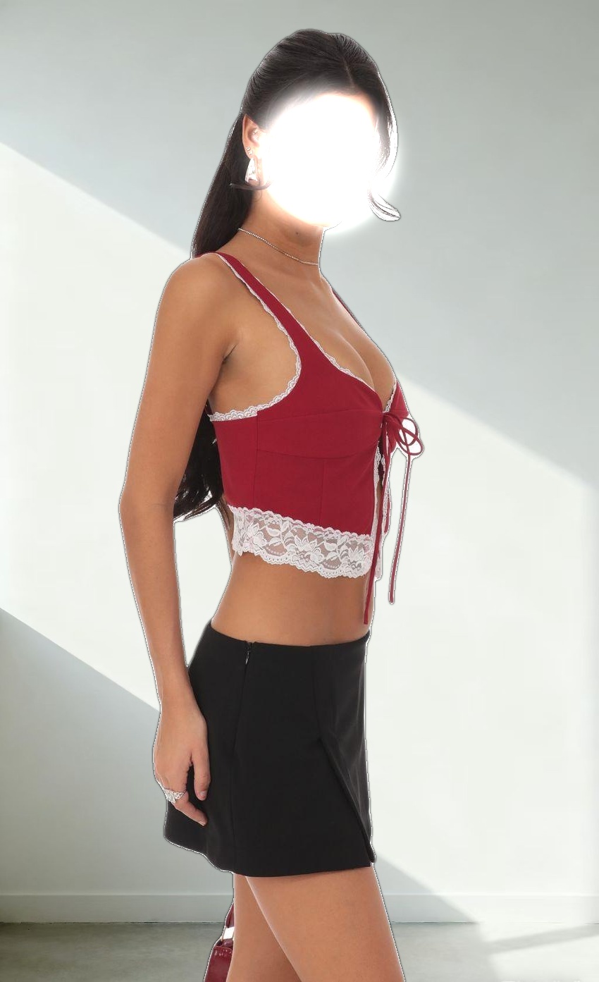 Lace Vest Top in Red