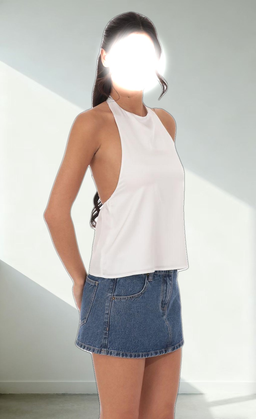 Satin Halter Top in White