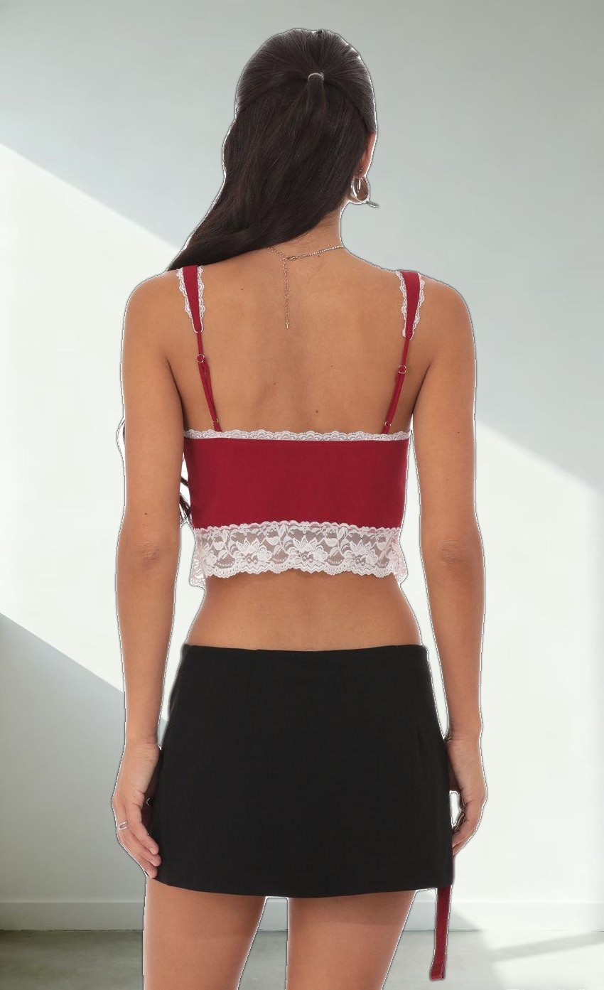Lace Vest Top in Red