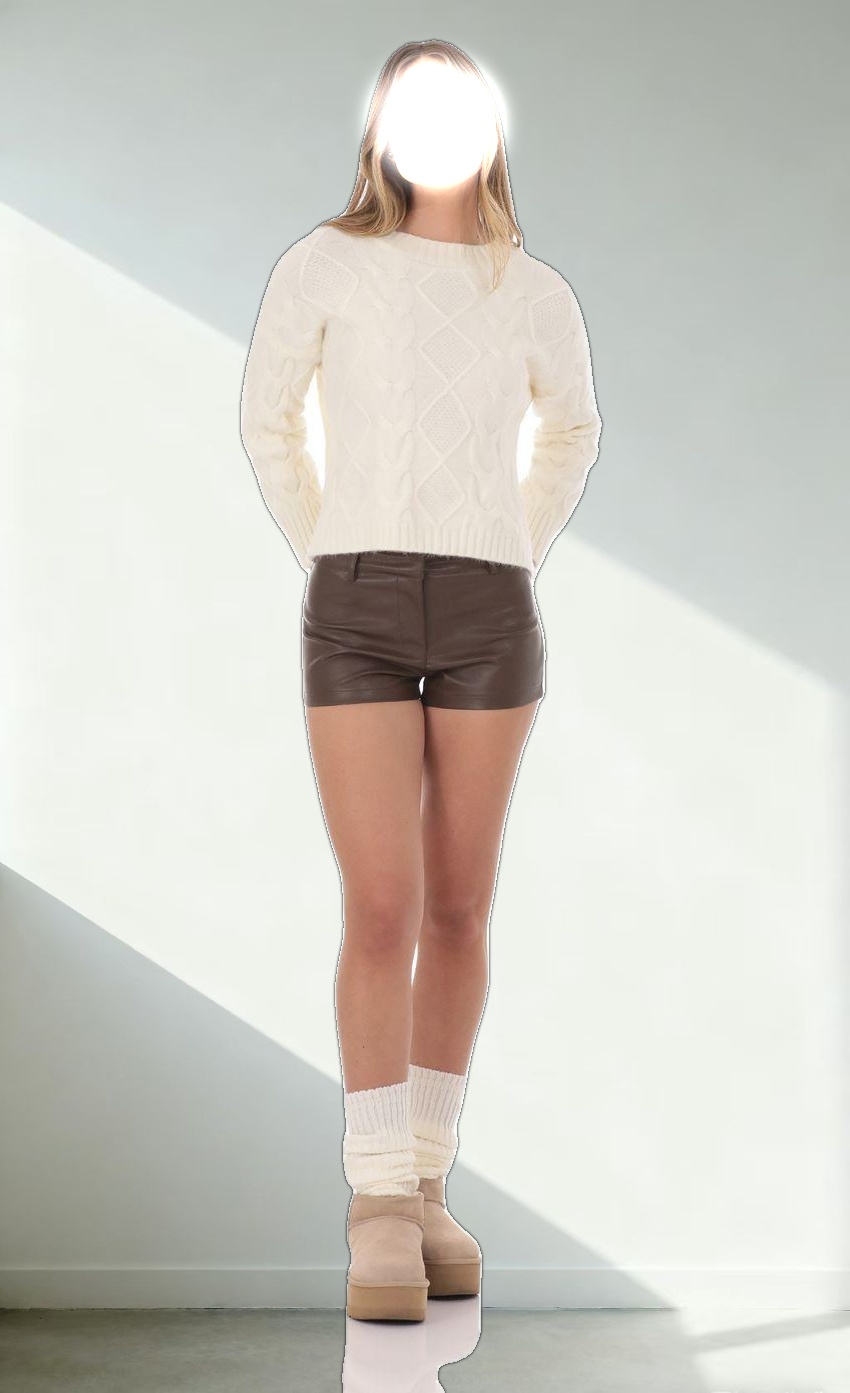 Faux Leather Shorts in Brown