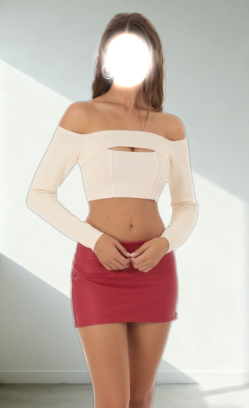 Cutout Off Shoulder Top in Cream