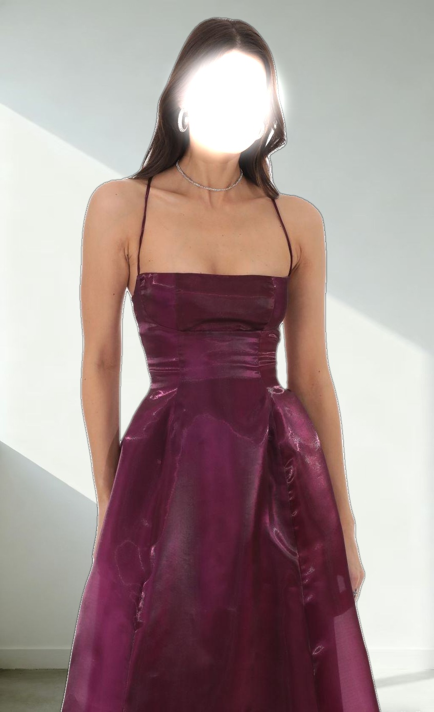 Sheen Fit and Flare Maxi Dress in Purple