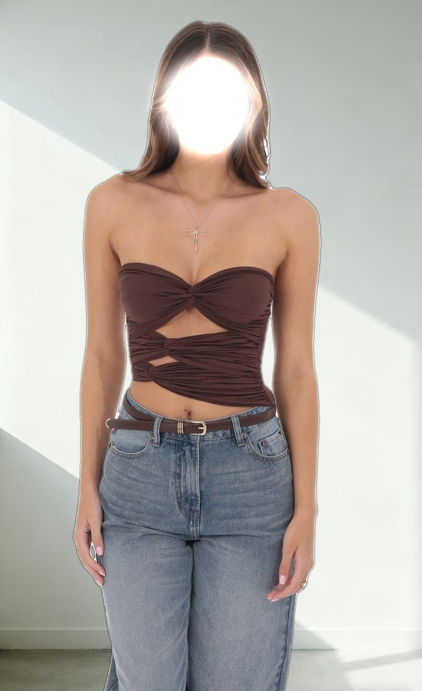 Cutout Twist Top in Brown