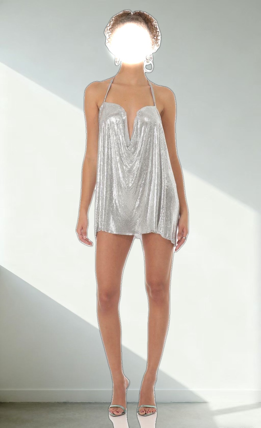 Safina Chainmail Shirt Dress in Silver