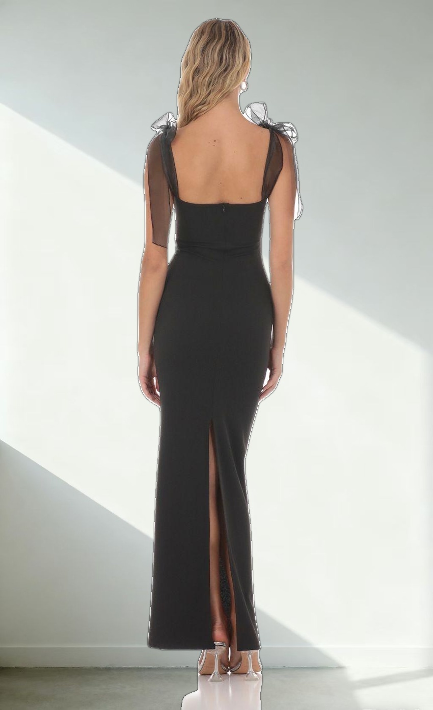 Shoulder Ties Maxi Dress in Black