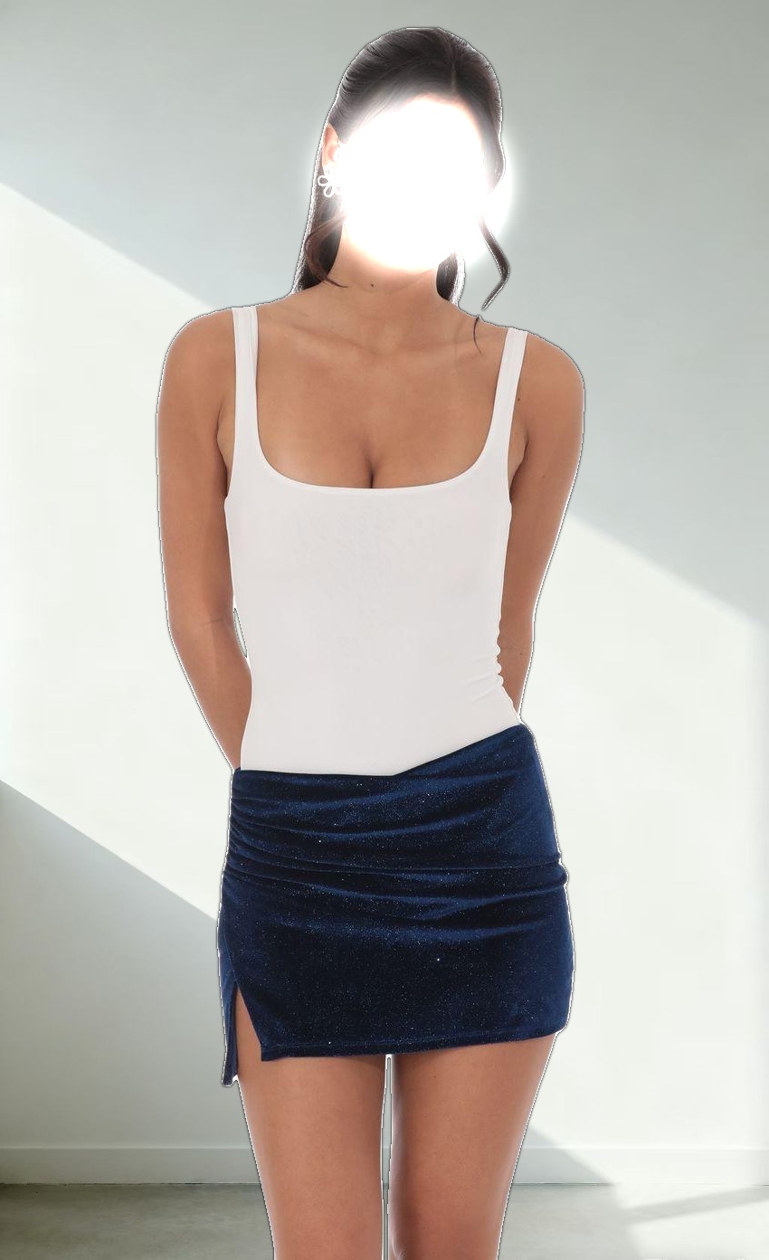 Velvet Shimmer Skirt in Navy