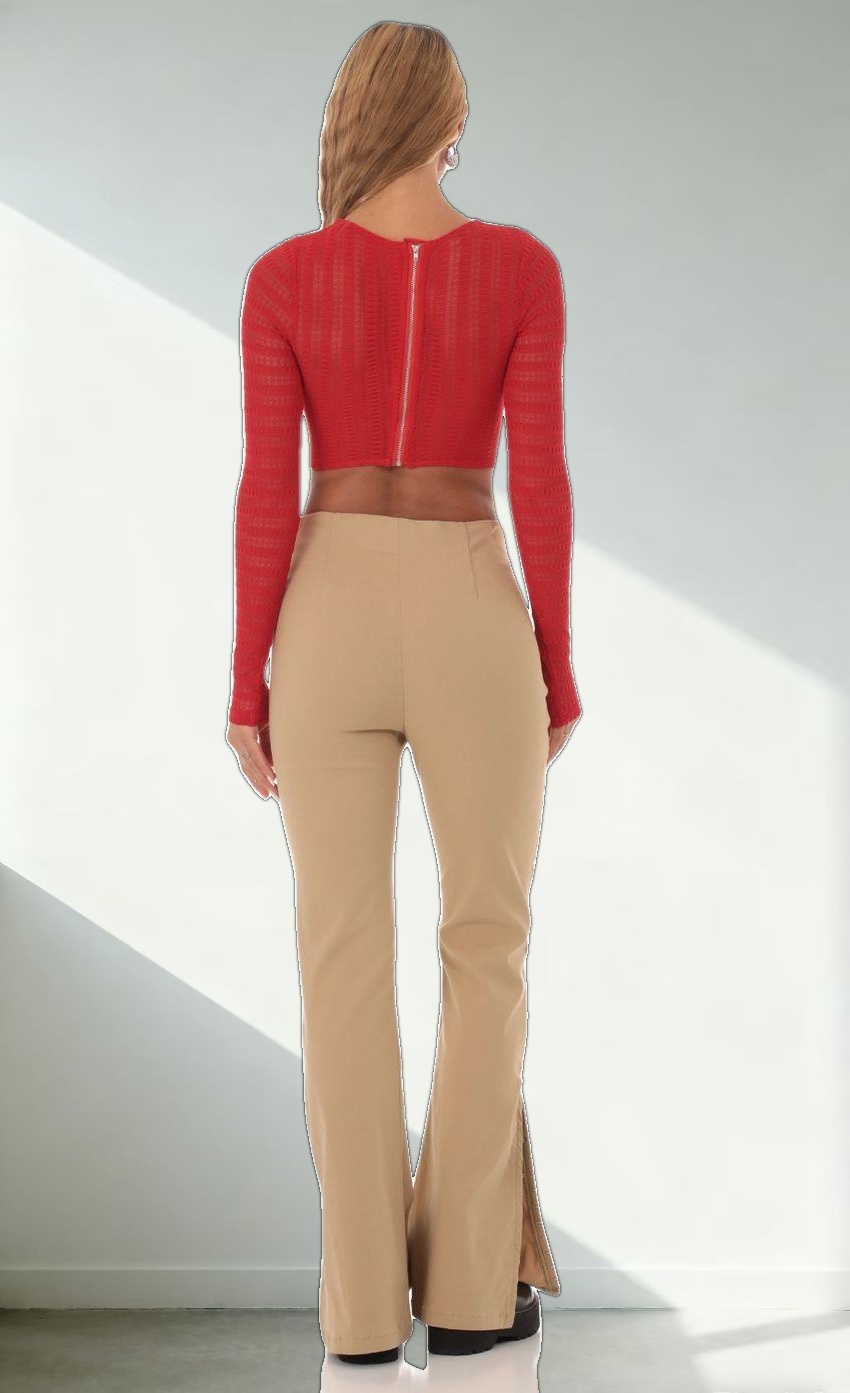 Long Sleeve Corset Top in Red