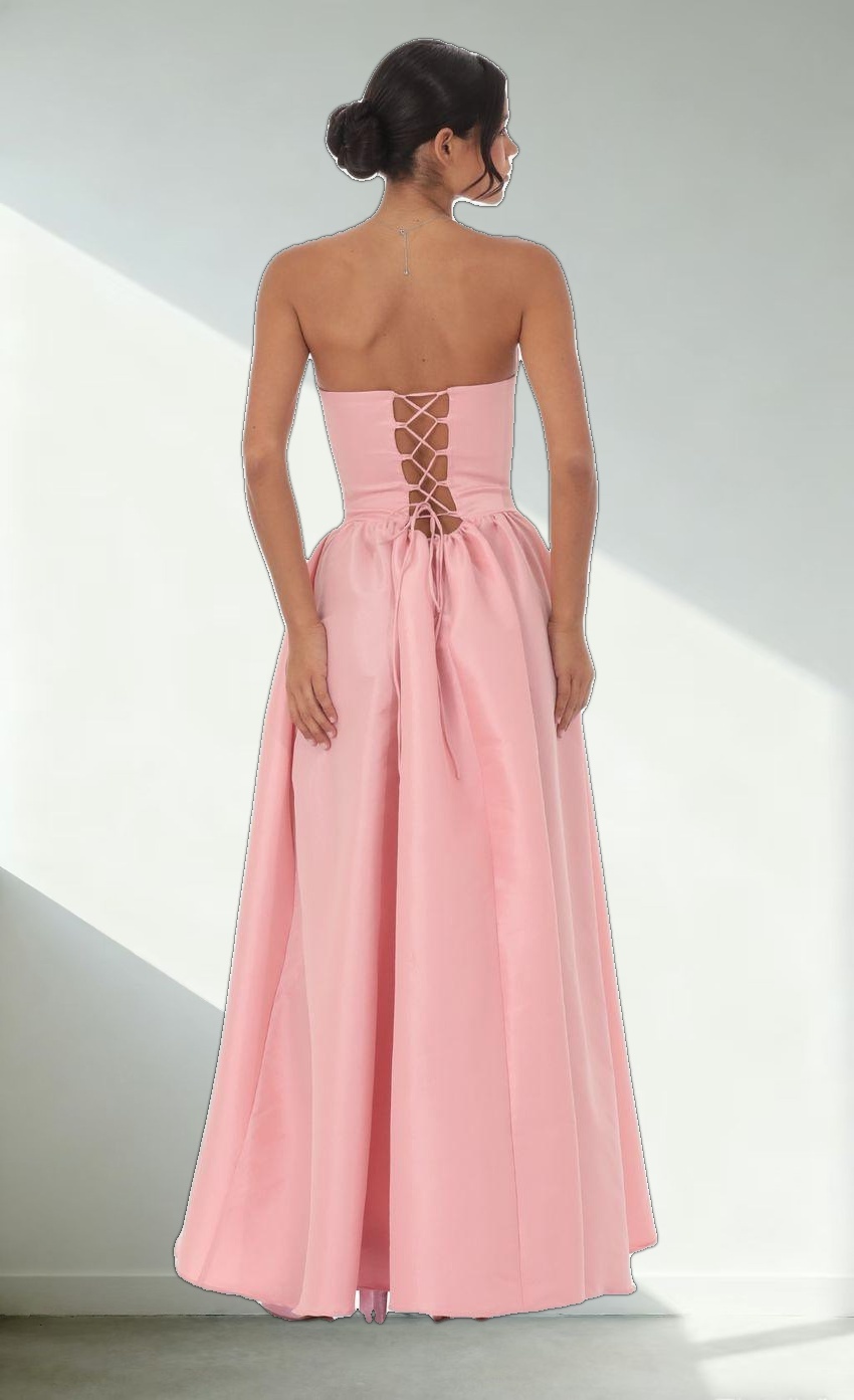 Corset Strapless Gown Dress in Pink