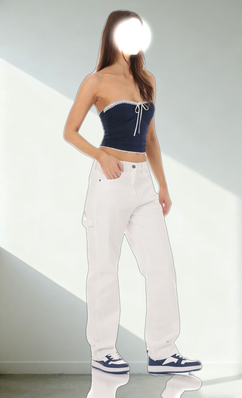 Straight Cargo Jeans in White