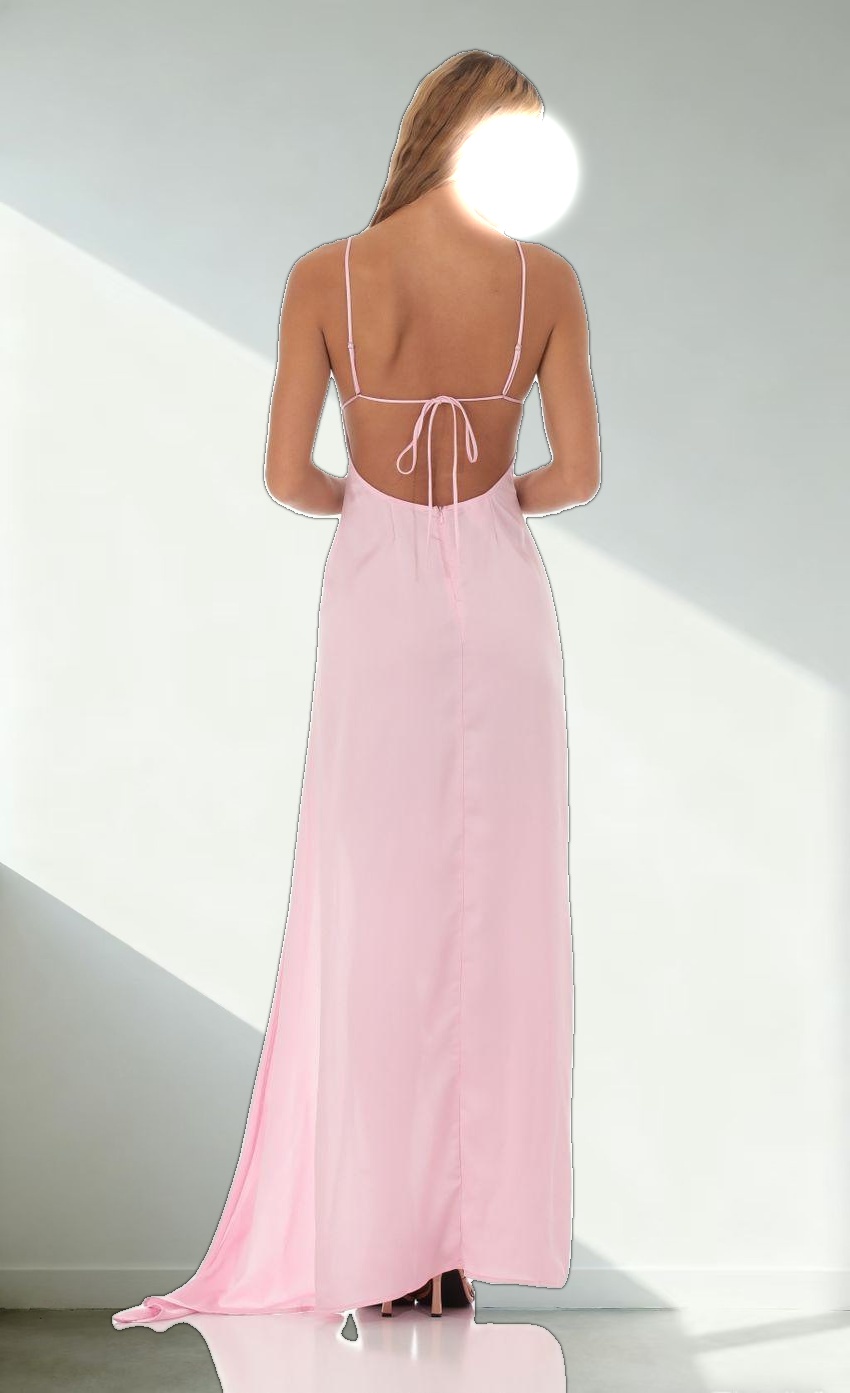 Siobhán Satin Ruffle Maxi Dress in Pink