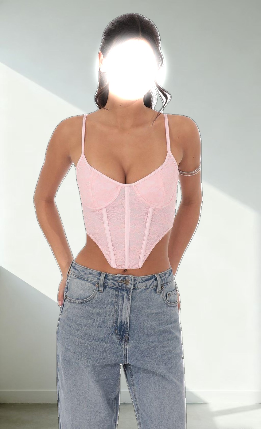 Lace Corset Top in Pink