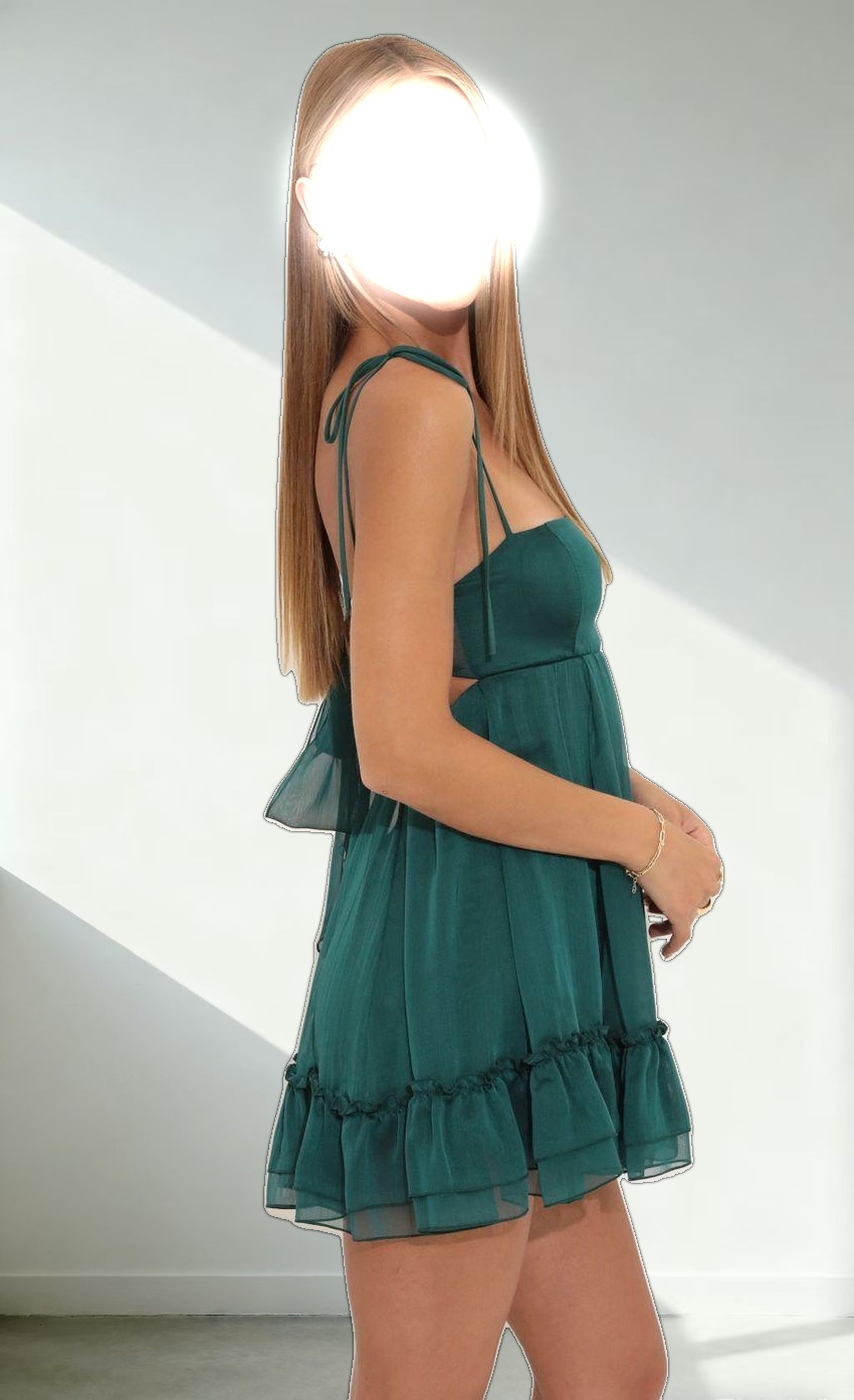 Chiffon Baby Doll Dress in Green
