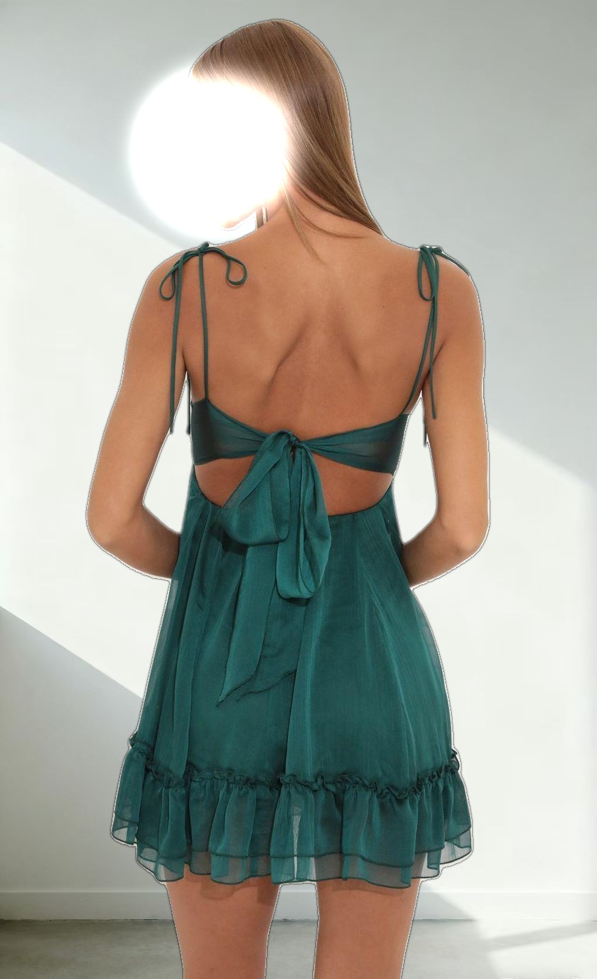 Chiffon Baby Doll Dress in Green
